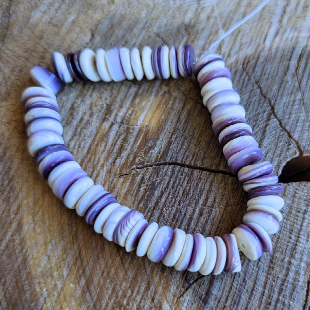 Purple Spiny Oyster Heishi Beads Strand - 9mm x 3mm to 9mm x 8mm